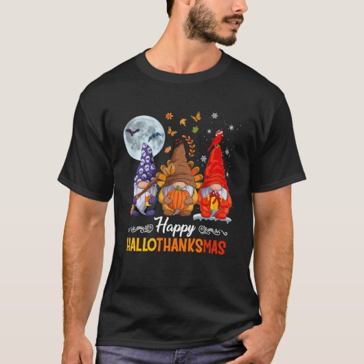 Halloween Thanksgiving KerstHappy Hallo T-shirt (Voorkant)