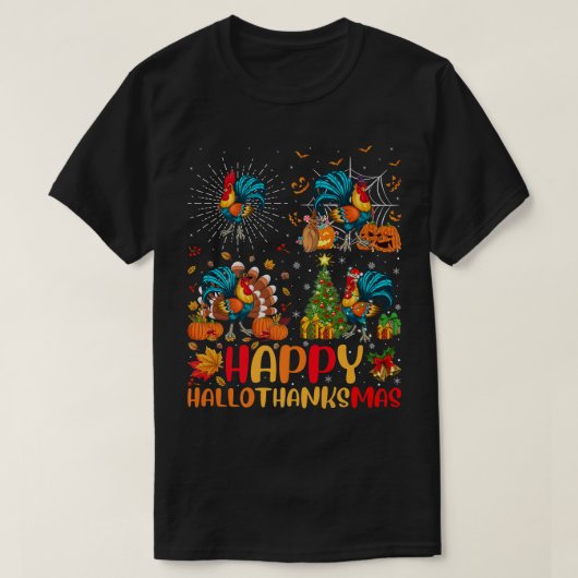 Halloween Thanksgiving Kerstman Rooster Bird Hall T-shirt (Design voorkant)