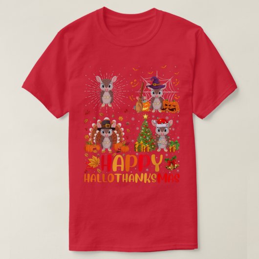 Halloween Thanksgiving Kerstmis Armadillo Haloth T-shirt (Design voorkant)