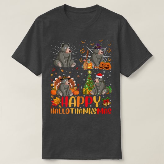 Halloween Thanksgiving Kerstmis Beer Halothanksm T-shirt (Design voorkant)