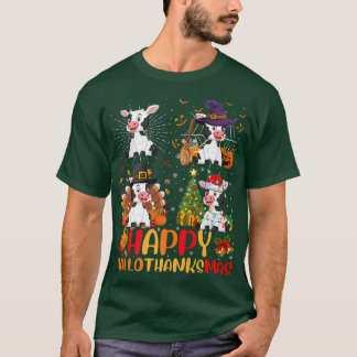 Halloween Thanksgiving Kerstmis Cattle-hardank T-shirt