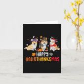 Halloween Thanksgiving Kerstmis Grappige Corgi Hon Kaart (Gele Bloem)