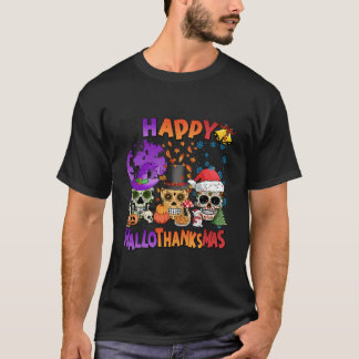Halloween Thanksgiving Kerstmis Hallothanksmas Sk T-shirt