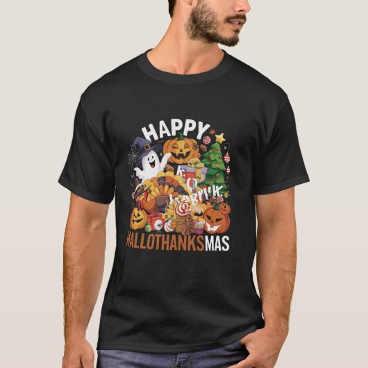 Halloween Thanksgiving Kerstmis: Happy Hall T-shirt (Voorkant)