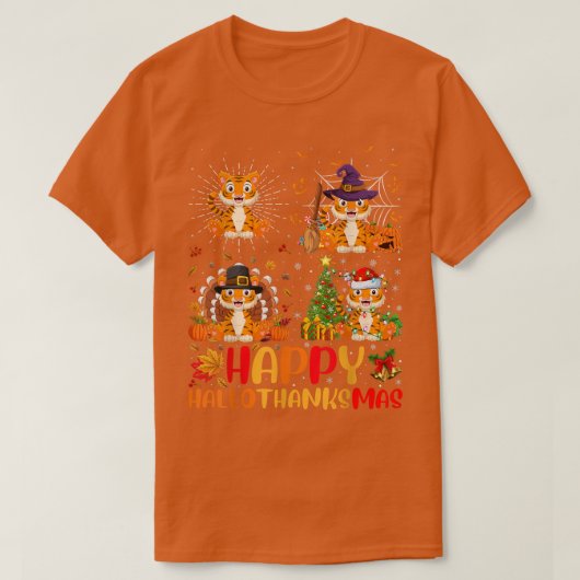 Halloween Thanksgiving Kerstmis Liger Halobedankt T-shirt (Design voorkant)