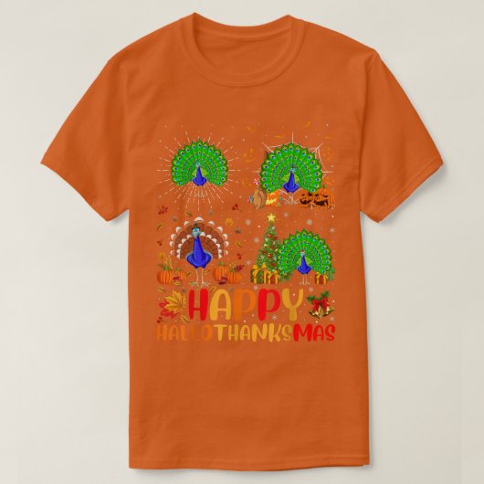 Halloween Thanksgiving Kerstmis Peacock Bird Hall T-shirt (Design voorkant)