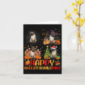 Halloween Thanksgiving Kerstmis Siamese Cat Hallo Kaart (Gele Bloem)