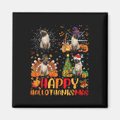 Halloween Thanksgiving Kerstmis Siamese Cat Hallo Magneet (Voorkant)