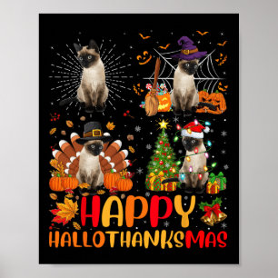 Halloween Thanksgiving Kerstmis Siamese Cat Hallo Poster