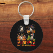 Halloween Thanksgiving Kerstmis Siamese Cat Hallo Sleutelhanger (Voorkant)