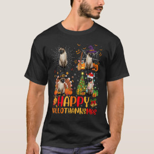 Halloween Thanksgiving Kerstmis Siamese Cat Hallo T-shirt