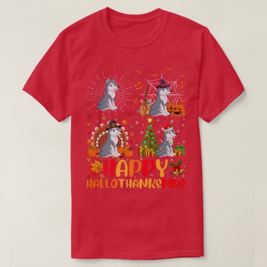 Halloween Thanksgiving Kerstmis Wolf Hanksm T-shirt (Design voorkant)