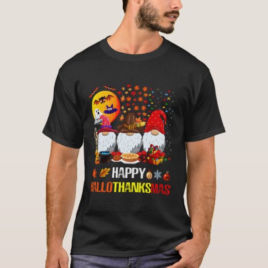Halloween Thanksgiving Merry Happy Hallothanksmas T-shirt (Voorkant)