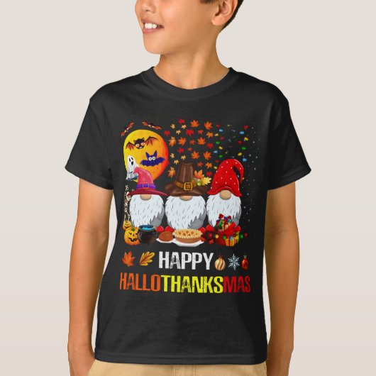 Halloween Thanksgiving Merry KerstHappy Hallo T-shirt (Voorkant)