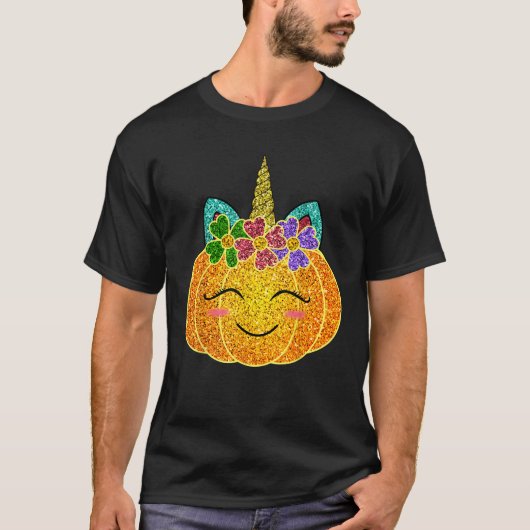 Halloween Thanksgiving Pumpkin Unicorn Girls Kinde T-shirt (Voorkant)