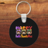 Halloween Thanksgiving X-mas Happy HalloThanksMas Sleutelhanger (Voorkant)
