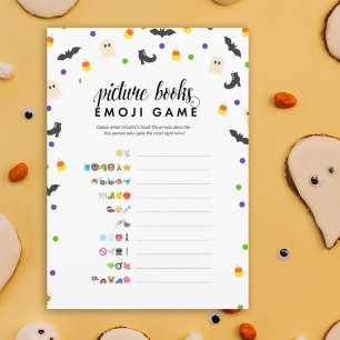 Halloween thema afbeelding boek emoji shower spel programmakaart