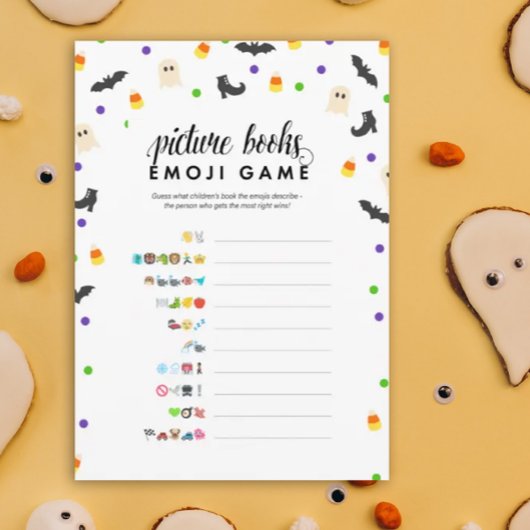 Halloween thema afbeelding boek emoji shower spel programmakaart