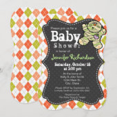 Halloween thema Argyle Baby shower Uitnodiging (Voorkant / Achterkant)