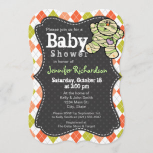 Halloween thema Argyle Baby shower Uitnodiging