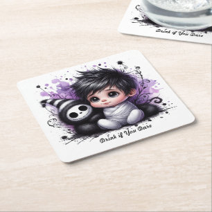 Halloween-thema Baby shower - Paarse Gotische Baby Kartonnen Onderzetters