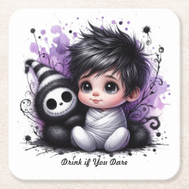 Halloween-thema Baby shower - Paarse Gotische Baby Kartonnen Onderzetters