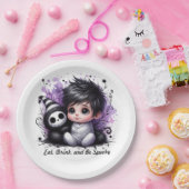 Halloween-thema Baby shower - Paarse Gotische Baby Papieren Bordje (Feest)