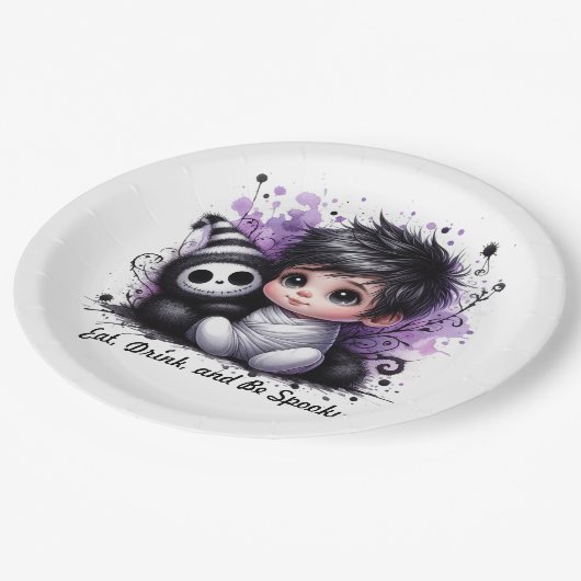 Halloween-thema Baby shower - Paarse Gotische Baby Papieren Bordje (Gekanteld)