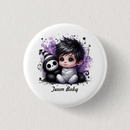 Halloween-thema Baby shower - Paarse Gotische Baby Ronde Button 3,2 Cm