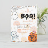 Halloween thema baby shower uitnodiging (Staand voorkant)