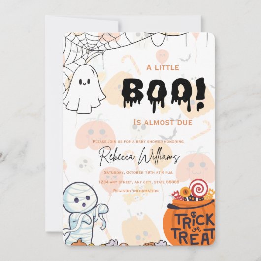 Halloween thema baby shower uitnodiging (Voorkant)