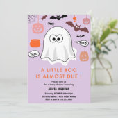 Halloween-thema Baby shower uitnodiging kleine boe (Staand voorkant)