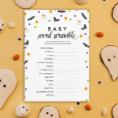Halloween thema baby woord scramble douche spel programmakaart