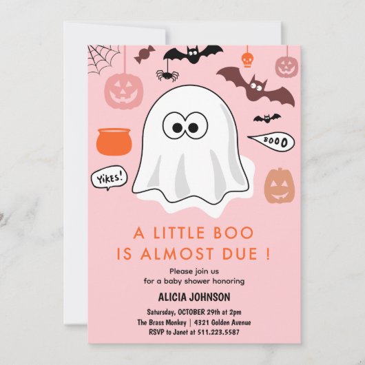 Halloween-thema babyshower uitnodiging Geest (Voorkant)