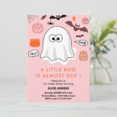 Halloween-thema babyshower uitnodiging Geest (Staand voorkant)
