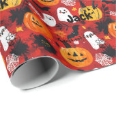 Halloween-thema cadeaupapier met aanpasbare naam (Rol Hoek)