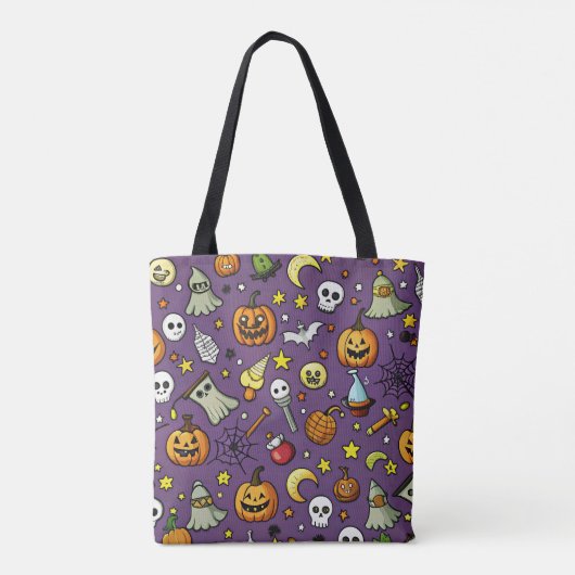 Halloween thema Canvas tas 🎃👻🕸️ (Achterkant)