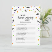 Halloween thema die mama kent beste douche spel programmakaart (Staand voorkant)