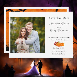 Halloween thema foto bruiloft Save the Date Kaart