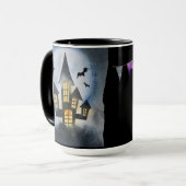 Halloween Thema Foto Kasteel Spin Spider Schrikbar Mok (Voorkant links)