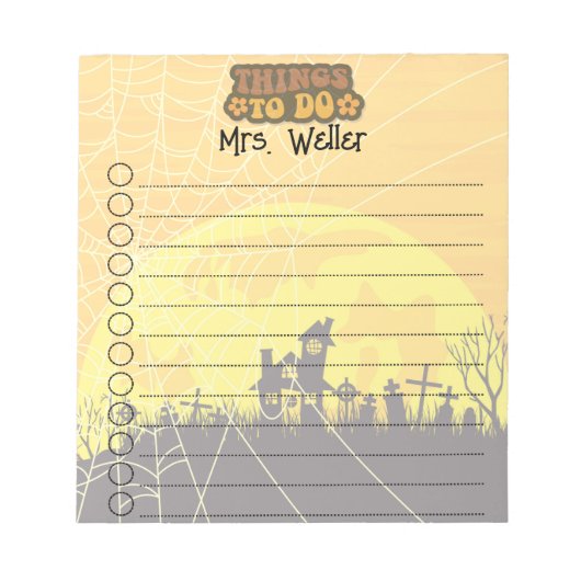Halloween Thema Gepersonaliseerde to-do lijst Notitieblok (Voorkant)