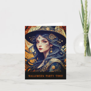 Halloween thema getatoeëerd heksenfeest uitnodigin kaart