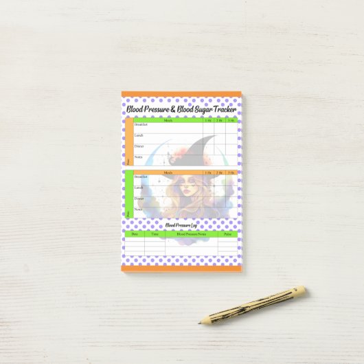Halloween thema gezondheidslogboek post-it® notes (Op bureau)