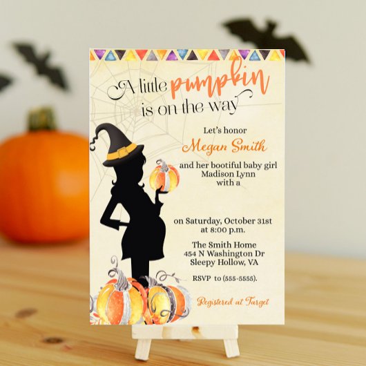 Halloween Thema Heks Baby Shower Uitnodiging