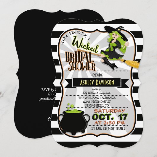 Halloween thema heks bruids douche uitnodiging (Voorkant / Achterkant)