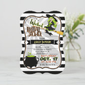 Halloween thema heks bruids douche uitnodiging (Staand voorkant)