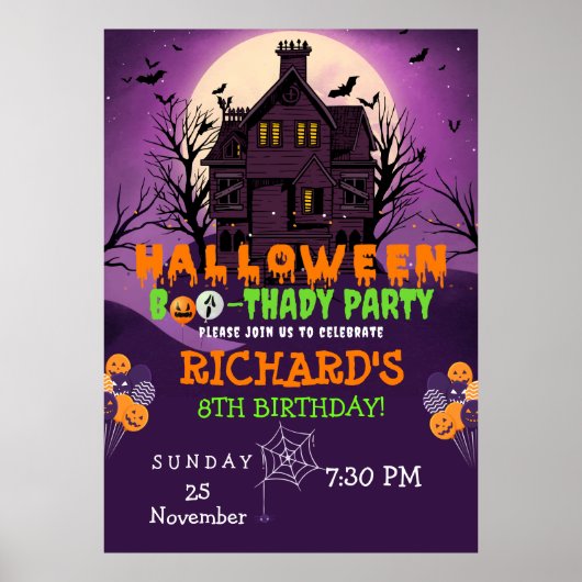Halloween Thema Kids Verjaardagsfeest Poster (Voorkant)