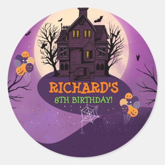 Halloween Thema Kids Verjaardagsfeest Ronde Sticker (Voorkant)