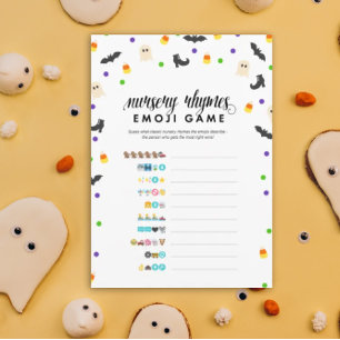 Halloween thema kinderkamer rijm emoji douche spel programmakaart