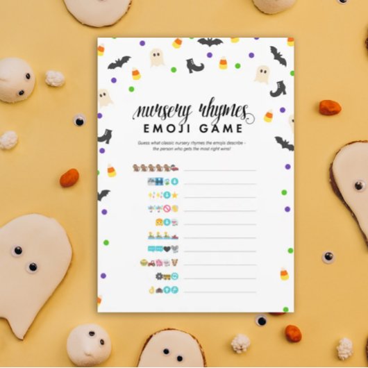 Halloween thema kinderkamer rijm emoji douche spel programmakaart